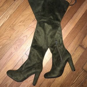 Olive Green OTK boots